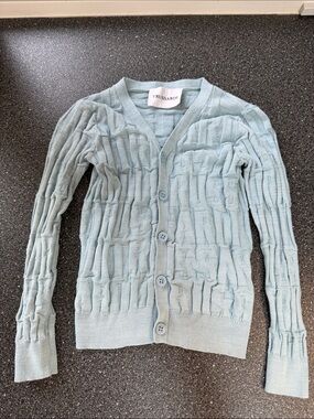 Trussardi Light Blue Textured Knit Button Cardigan